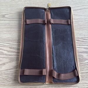 Jos A Banks Tan Leather Zip Around Tie Organizer Travel